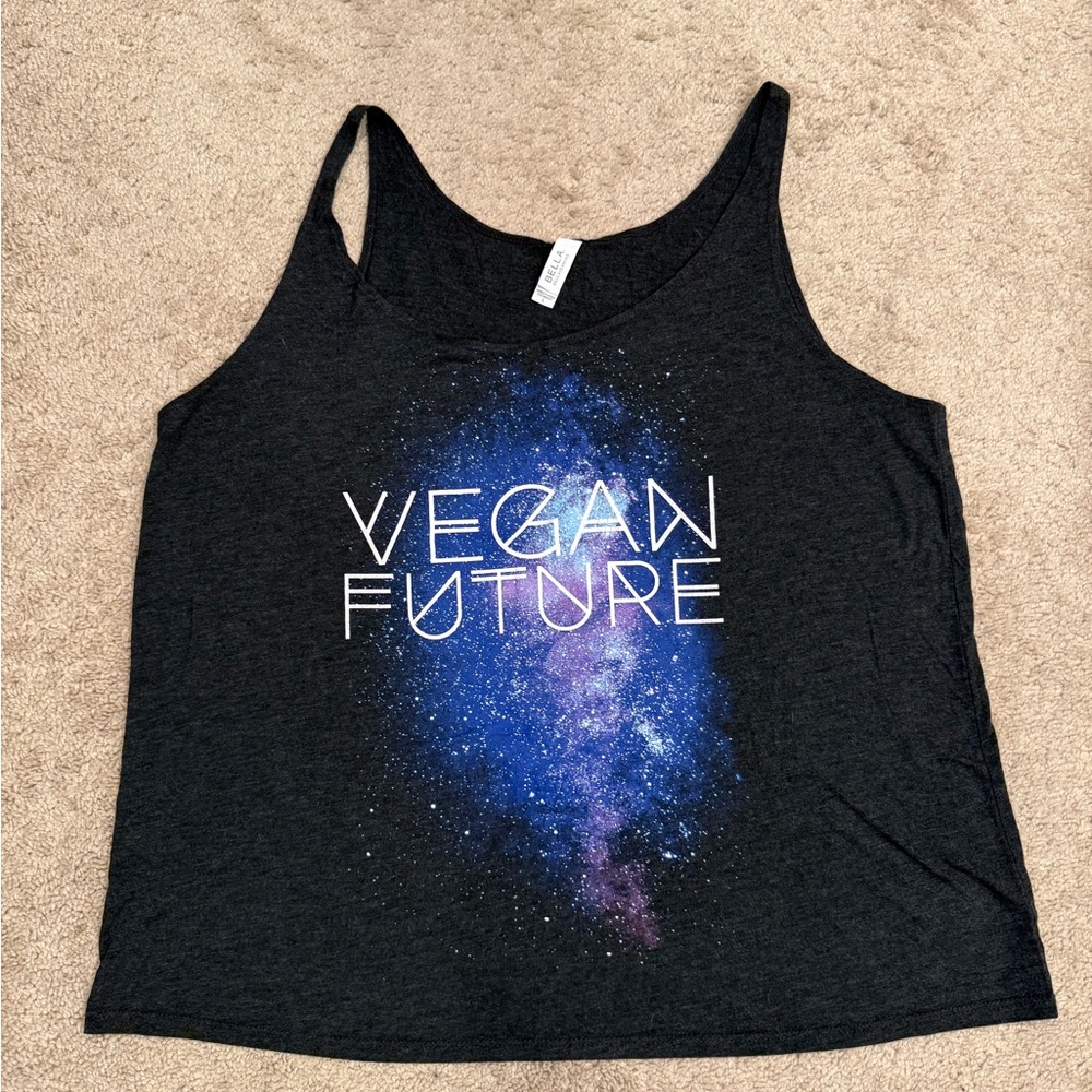 Bella Canvas Charcoal Gray Vegan Future Galaxy Print Tank Top
